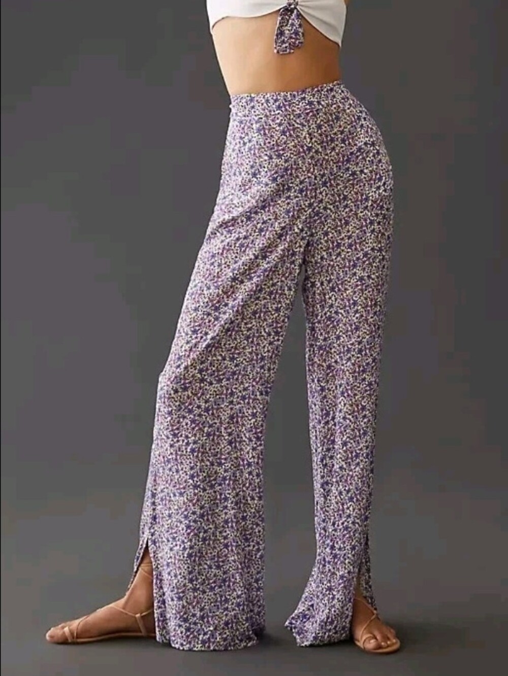 Favorite Daughter x Anthropologie Savannah Pants Purple Floral Wide-Leg S